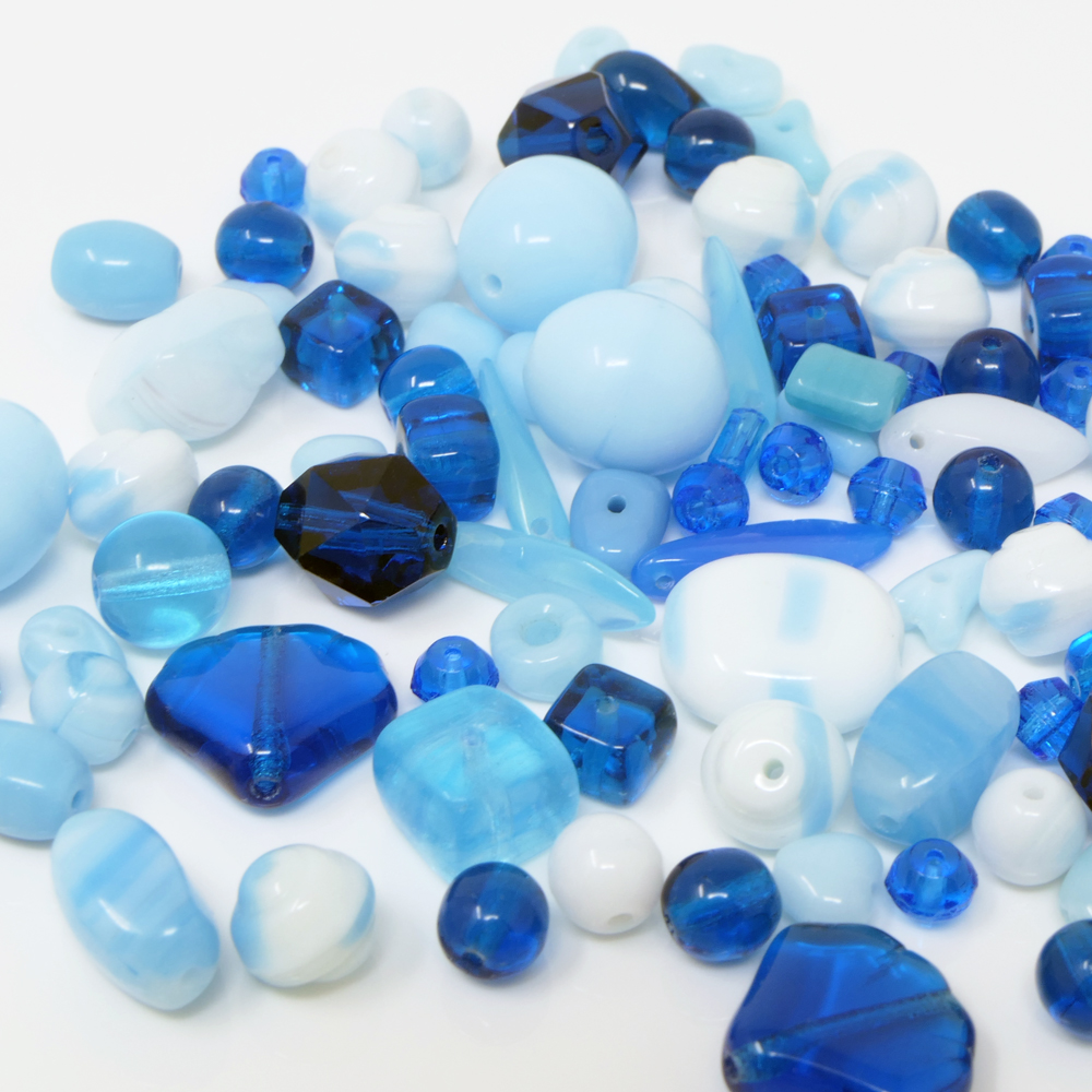 Perlen Glasperlen Mix 416mm Perlenmischung hellblau 50 St. Glas Beads